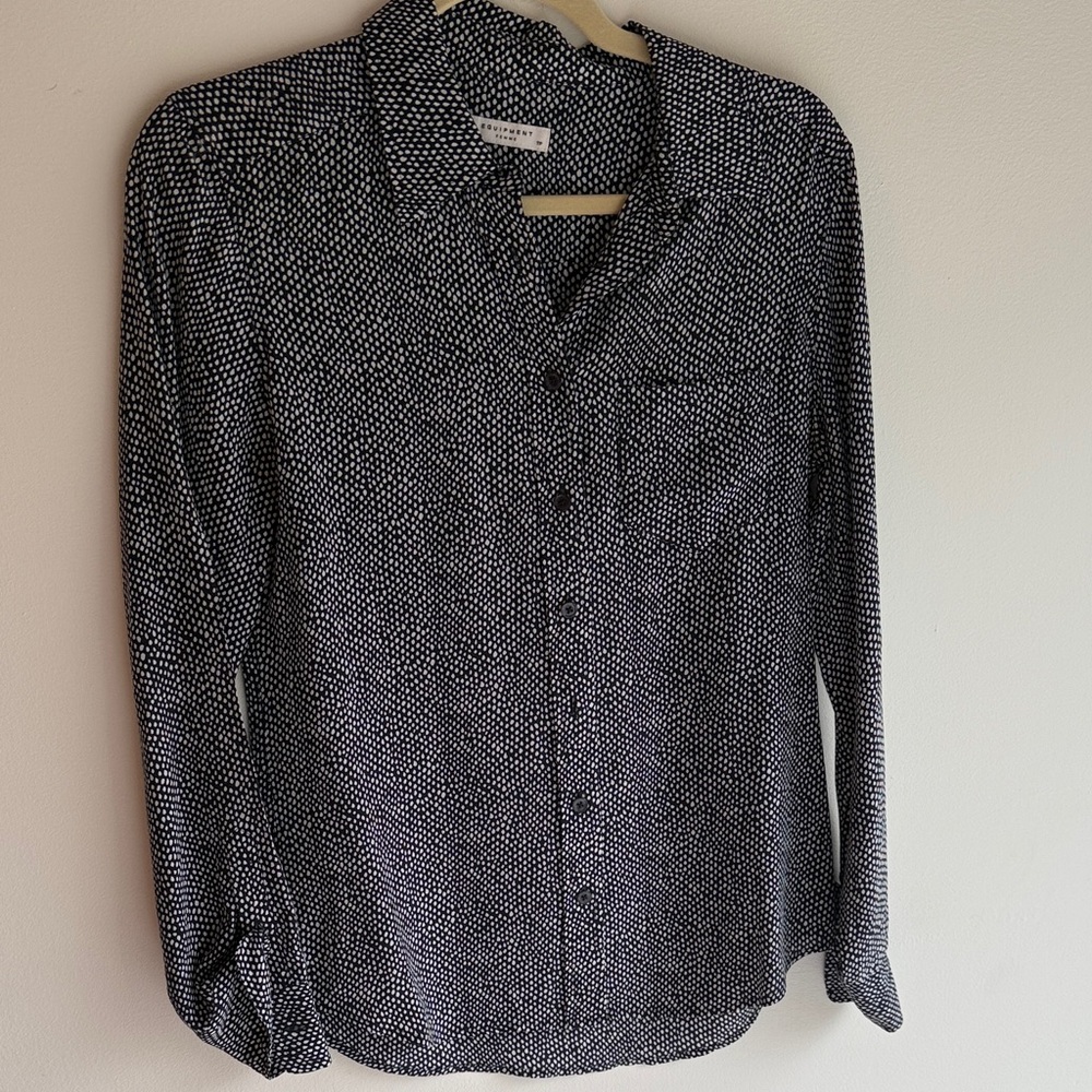 Equipment Black and White Polka Dot Blouse